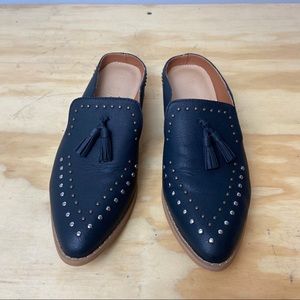 Tasseled Studded Loafer Mules